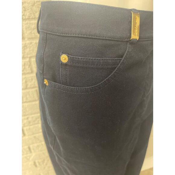 St John Women Stretch Dark Blue Jeans With Gold Tone Hardware Size 12 - Picture 8 of 8